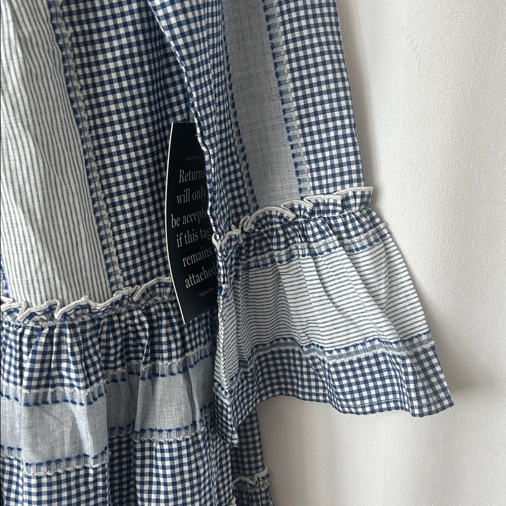 Pomander Place NWT Cute Blue Gingham Ruffled Hem 3/4 Sleeve Dress **Size S** 🌸🌸 - Picture 6 of 7